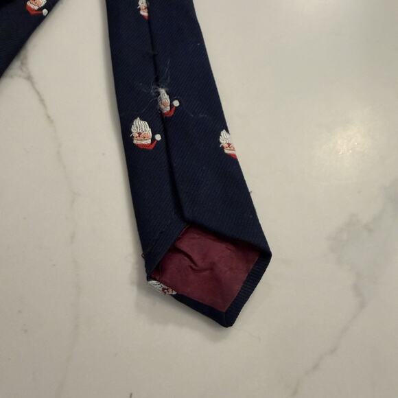 Vintage John Franks Holiday Christmas Tie Santa Navy Blue Red White Mens - Picture 5 of 7